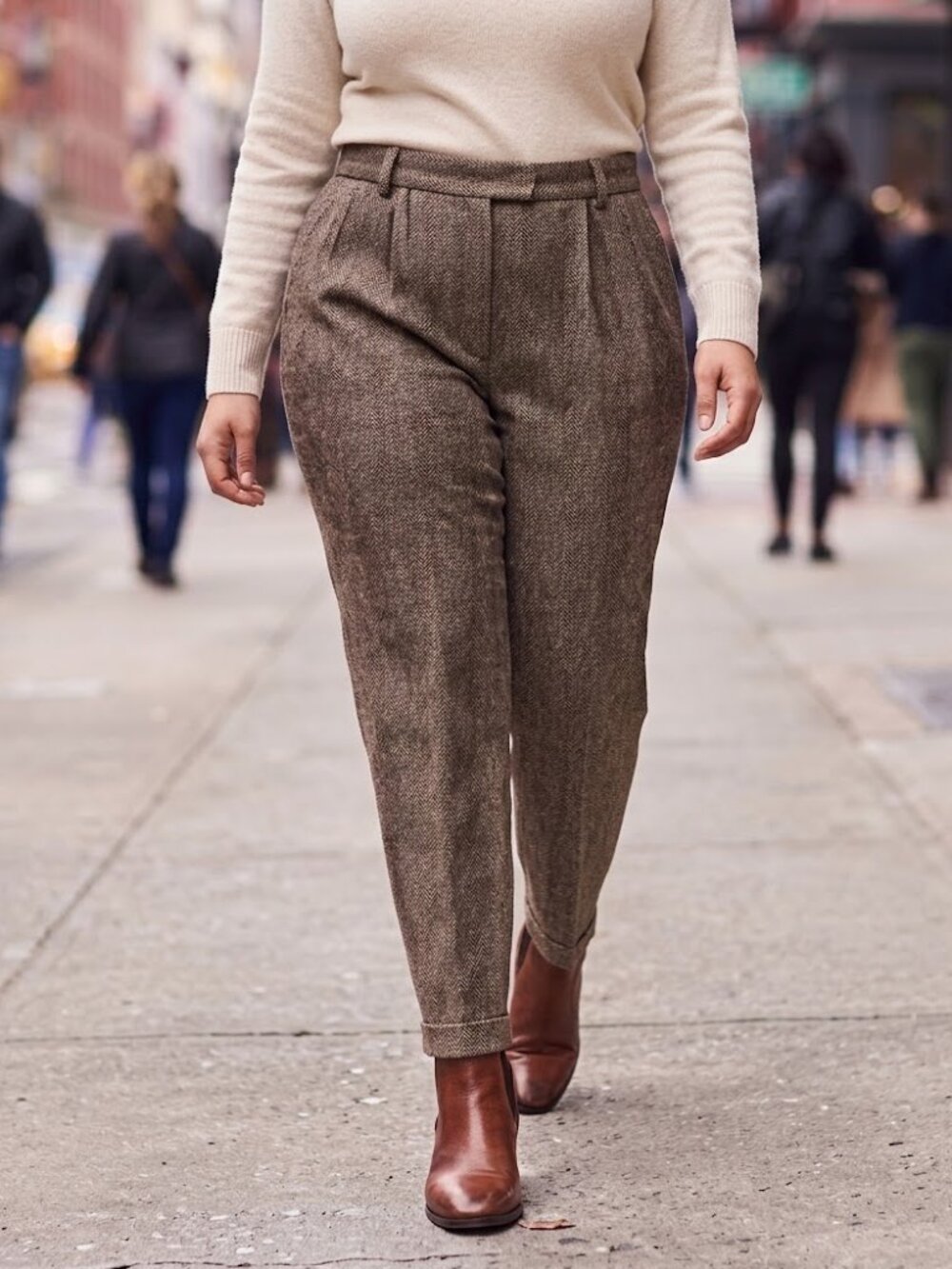 Vintage Talbots Wool Glen Plaid Trousers: High-Waist Pleated Pants (Size 14)